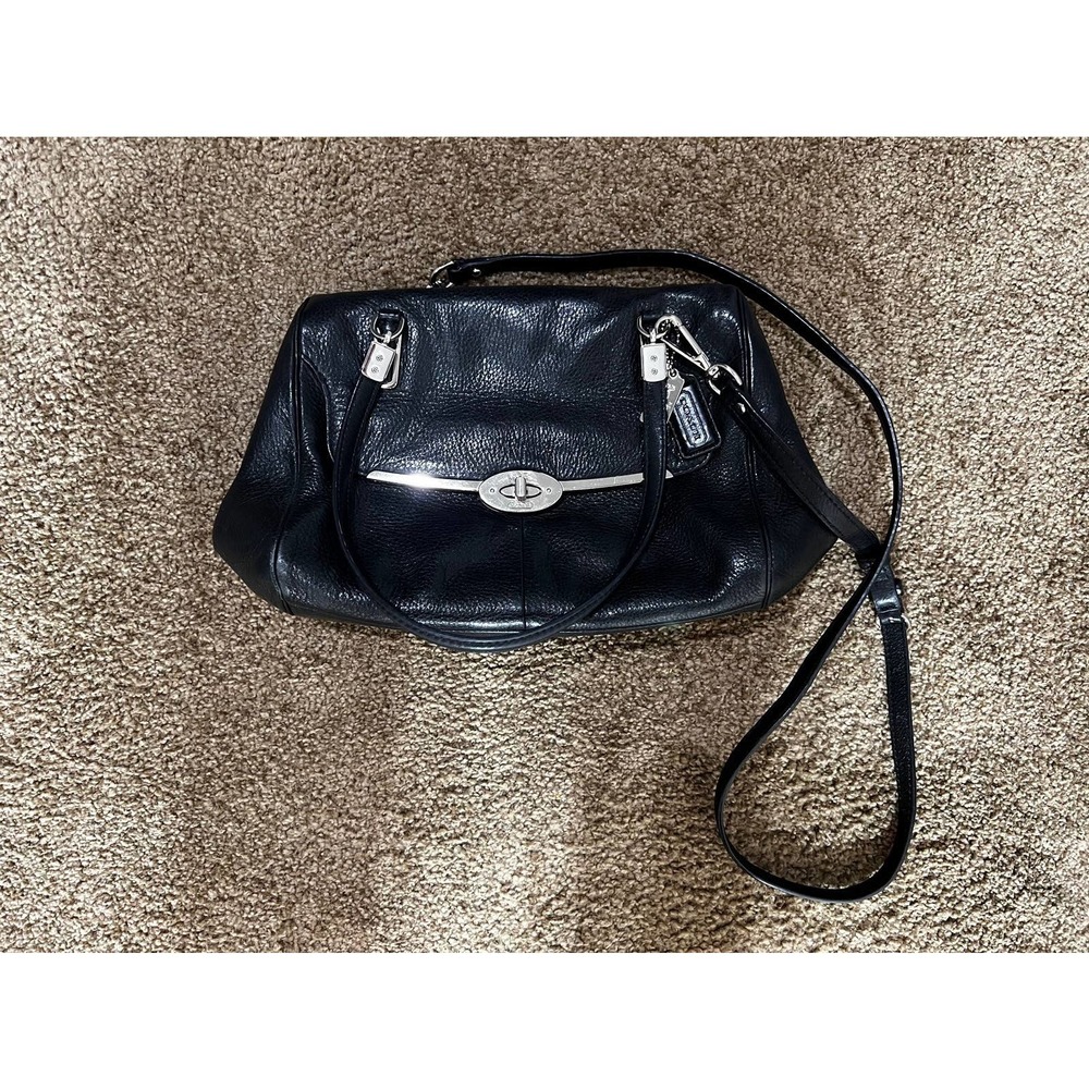 Coach Black Genuine Leather Handbag with Crossbody Strap